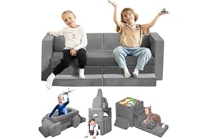 Gilire 18PCS Spielsofa Kindersofa, Modulares Schaumstoff Bausteine Sofa für Kinder, 1000+ DIY Kreativ Couch mit Rutsche & Treppe, Schlafsofa & Kuschelecke für Kinderzimmer, Spielen und Schlafen
