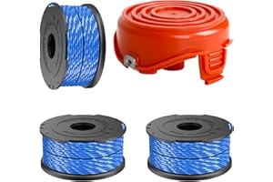 GOTRAIN Bobina de desbrozadora y cubierta de carrete compatible con Black&Decker GL315, GL337, GL350, GL650, GL652, A6441 y 597862-00, Φ 1,65 mm 12,2 m de nailon de repuesto (3 bobinas + 1 tapa)