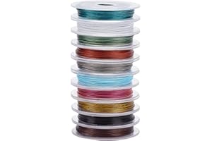 PH PANDAHALL PandaHall - 10 Bobines de Fil Cable, Queue de Tigre, en Acier Couleurs Mélangées 0,38mm pour DIY Bijoux, Loisirs Créatifs - 10m/Bobine