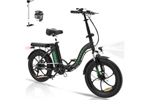 ELEKGO Bicicletta Elettrica, 20"*3.0 pneumatici grassi Bici Elettrica Pieghevole, City E-bike con 250W motore, 36V 12Ah batteria rimovibile, 7 Velocità MTB E Bike per Adulti Unisex