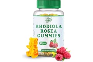 NUTRIENT BYTE Rhodiola Rosea Gummies 1500mg – Vegan Sugar-Free Adrenal Support Supplement for Stress, Energy, Mood & Focus – Cortisol Balance Adaptogen – Non-GMO Herbal Chews – 60 Count