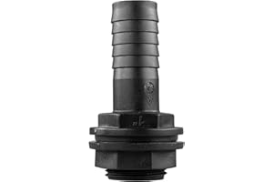 EOTRADER Garden Water Tank Overflow Vent, Water Butt Barbed Linking Pipe Connector with Nut & Washer, Fits 1” BSP Thread & Hose, Rain Capture Tank IBC Water Extraction Duct (1" BSP - 1" Barb)