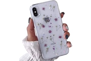 Tybiky, custodia per iPhone 11, fiori secchi, in gel di cristallo ultra sottile, fatta a mano, antiurto, con fiori eterni, cover protettiva per iPhone 11, motivo fiorellini viola