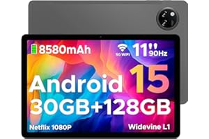 DOOGEE Tab A9 Pro+ Tablet Android 15, Tablet 11 Pulgadas 30GB+ 128GB/2TB, Batería 8580mAh, Tablets Gaming Octa-Core, Tableta PC con 5G WiFi/13MP+5MP/Widevine L1/Doble Altavoz/Face ID/OTG Tableta Niños