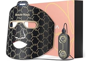 IBORRIA Máscara Facial LED, Mascarilla con Terapia de Cara con Luz Infrarrojos de Silicona Flexible, 3 Colores, Anti-Edad, Belleza para Todo Tipo de Piel en Casa (Negro)