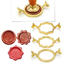 Lot De 12 Tampons De Cire En Laiton Avec Poignée Bois - Pour Sceller Lettres, Cartes, Invitations - Coffret Cadeau