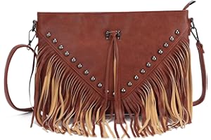 EVEOUT Women's Shoulder Bags with Tassel Matte Suede Fringe Crossbody Bag Fashion Frosted Hobo Bag