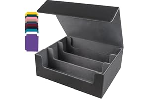 CIMOYBAI Caja de Cartas para MTG, Card Deck Box para 1800+ Cartas, Cajas de Almacenamiento con Cuero de PU-Negro