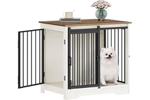 Hzuaneri Hundekäfig Möbel, 69 cm Hundebox, 2 Türen, Moderne Hundekäfig Indoor für kleine/mittlere/große Hunde, Beistelltisch, Hundebox für Zuhause 69 × 49 × 64,5 cm, Weiß Braun DFC84314B