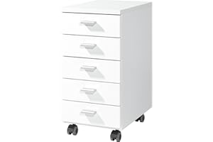 GERMANIA DIE MÖBELMACHER Germania 4099-84 - Cajonera con Ruedas con 5 cajones, en Color Blanco, 28 x 57 x 40 cm (Anchura x Altura x Profundidad)
