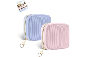 PLAYEXEN 2 szt. Mini kosmetyczka damska prążkowany aksamit etui do makijażu dziewczyna podróżna torba do przechowywania kosmetyków czerwona szminka lakier do paznokci idealny prezent urodzinowy na Boże