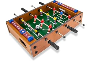 Teorema Giocattoli, calcio balilla da tavolo in legno, biliardino da casa con 2 palline e segnapunti, calcetto balilla per adulti e bambini, Calcetto da Tavolo 34x37x8,5 cm