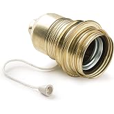 FAMATEL - Threaded metal lamp holder with switch and washer | E-27 bulbs | Metal material | Gold