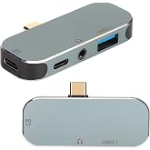 Coverzone Mini Boy USB C Hub Adapt&ouml;r 3.5 Kulaklık Bağlantı Noktası Type-C Tipi USB 3.0 &Ccedil;evirici Hub 5'i 1 arada 10Gbps 100W A