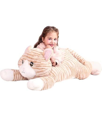 Realistic Cat Plush – 20 Inch Lying Position, Soft Cotton Stuffed, Skin-Friendly, Cuddly Decoration For Home, Office, Hotel, Gift