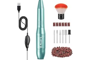 ALLE'S Torno para Uñas Profesional,Lima Electrica uñas 6 en 1,Velocidad Ajustable de 20,000 RPM,Pulidor de Uñas,Kit de Manicura y Pedicura,Torno de Uñas Portátil,Set de Manicura para DIY Salón(Green)