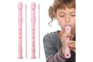 Flauto Tedesco,Yiyifor 2 Pezzi Dolce Soprano per Principianti,6 Fori e 8 Fori Flauto Scuola Elementare Media,Resina ABS Ecologica,con Strumento di Pulizia,Rimovibile e Facile da Pulire