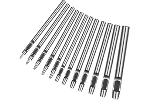 LAITER 12 PCS Punzoni per Pelle Cuoio Fori Vuoti Rotondi Acciaio al Carbonio Pelle Strumento Lavorazione Craft Punzoni per Pelle Cinturino per Orologio Tela Occhiello