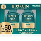 Bioxcin Keratin & Argan Onarıcı Şampuan | 2 x 300 ml | Yıpranmış ve Hasar G&ouml;rm&uuml;ş Sa&ccedil;lar İ&ccedil;in | Hidrolize Keratin + Argan Yağı