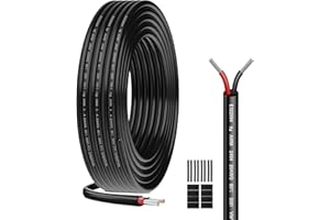 HULUWA Câble électrique 20AWG 2 x 0,52mm² UL2464-5 mètres -Câble 2 conducteurs en cuivre étamé -300V- Idéal pour éclairage LED automobile,éclairage domestique et appareils extérieurs