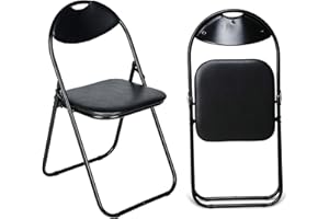 Nyxi Chaise Pliante rembourrée en Simili Cuir Paris pour la Maison, Le Bureau, la Salle à Manger (1 x Chaise, Noir)