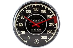Nostalgic-Art Retro Wanduhr, Ø 31 cm, Mercedes-Benz – Tacho – Geschenk-Idee für Mercedes-Benz Accessoires Fans, Original Lizenzprodukt (OLP), Große Küchenuhr, Vintage Design