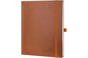 ‎POPRUN POPRUN Kalender 2024 2025 Wochenplaner Softcover mit PU-Leder, ca. A4 (26,5 x 21,5 cm), 17-Monate-Terminplaner (Aug.2024-Dez.2025) 1 Woche 2 Seite mit FSC®-Zertifiziertem Papier - Braun