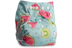 Littles & Bloomz, Reusable Pocket Cloth Nappy, Fastener: Popper, Set of 1, Pattern 26, with 1 Bamboo Insert