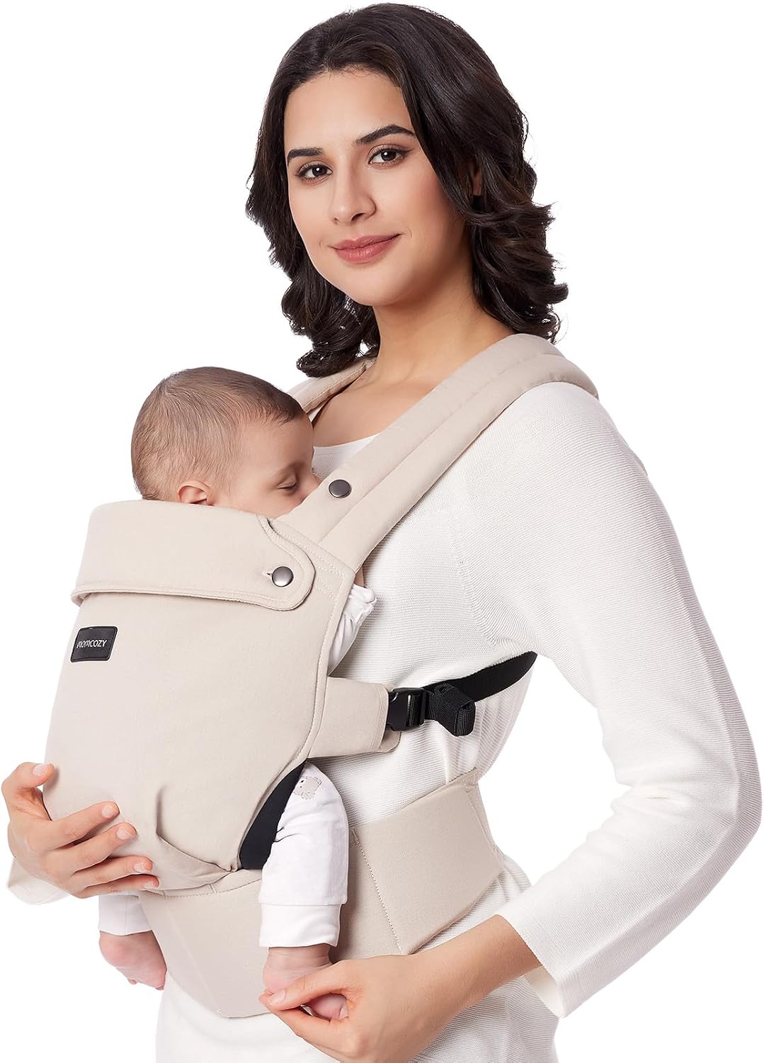 Momcozy PureHug Baby Carrier, Pure Cotton Carrier for 3-24 Months, Effortless to Put On, Ideal for Hands-Free Parenting, Enhanced Lumbar Support, Khaki
