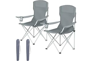 ‎AMHANCIBLE AMHANCIBLE Campingstuhl Faltbar 2er Set, Angelstuhl Klappbar mit Getränkehalter, Hohe Rückenlehne, Klappstuhl Camping mit Armlehnen und Tragetasche, Campingstühle Leicht, tragbar, bis 150Kg