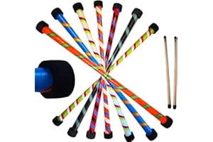 Flames 'N Games Twister Pro Devil Stick Set (3-farbiges Vinyl Deko) + Silikon beschichtete Holzhandstäbe Jonglierteufel Sticks 4 Anfänger + Profi's (Orange/Blau/Weiß)