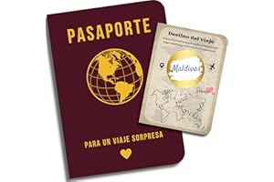 EQUIK PRODUCTS Regalo Viaje Sorpresa, Pasaporte Viaje Sorpresa | Tarjeta Rasca Personalizable, Vale Regalo para Rellenar | Diario de Viaje, Cuaderno Vintage | Regalo Viajero, Regalo Viajera, Idea Regalo Original