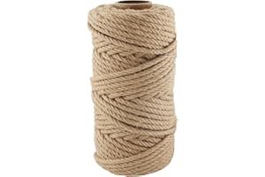 TOKSEO Juteseil, Juteschnur 6 mm x 50 m, Natürliches Hanfseil, Reparatur von Katzenkratzbäumen, Dicke Juteschnur für Bastelarbeiten, Dekoration, Gartenarbeit