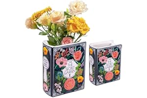 RNPKZ Small Book-Shaped Decorative Vase, Ceramic Decorative Book Vase for Flower, Aesthetic Book FlowerVase, Unique Books ShapedVase for Bookshelf Dcor Room Home Book Lovers Gifts (Beautiful Garden)