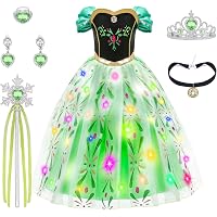 AOOWU Elsa Costume Pour Enfant Fille Elsa Anna Princesse Robe Pour Enfant Avec Couronne Baguette Magique Deguisement De Fete Amz AOOWU Elsa Costume Pour Enfant Fille Elsa Anna Princesse Robe Pour Enfant Avec Couronne Baguette Magique Deguisement De Fete Amz