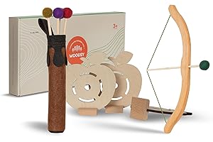 ‎WOODSY WOODSY Pfeil und Bogen ab 3 Jahren mit 5 Pfeilen und Köcher | 41 cm lang aus Buche | Pfeil und Bogen Kinder aus Holz | Bogenschießen Kinder