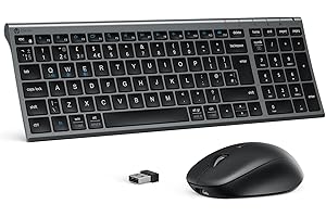 iClever Wireless Bluetooth Keyboard and Mouse Set, Rechargeable Dual-Mode (Bluetooth+2.4G) Wireless Mouse and Keyboard,Silent Compact USB Keyboard Mouse Combo for PC/Laptop/Windows/Mac,QWERTY Layout