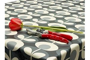 JOLEE TABLECLOTHS Orla Kiely Wipe Clean Oilcloth Table Cloth | Designer Pattern Wipeable Table Cloth Rectangle, Round & Square | Great As An Outdoor Table Cover Or Indoor Kitchen Table Protector