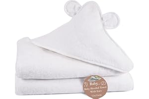 ZIMEL HOMES Super Soft Zero Twist 100% Cotton Hooded Baby Towel with Ears, 75cm x 75cm Baby Hooded Towel for Newborns Highly Durable