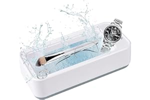 TPLTECH Ultrasonic Cleaner, Portable Low Noise Glasses Cleaner 45KHZ ABS Jewelry Ultrasonic Cleaner for Glasses, Watches, Earrings, Ring, Necklaces, Coins, Razors