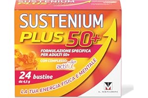Sustenium Plus 50+ - Integratore energizzante adulti 50+ con complesso antiossidante ACTIFUL, vitamine e minerali. Per la tua energia fisica e mentale. Confezione da 24 bustine
