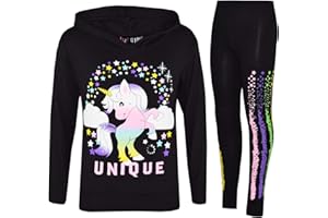 A2Z 4 Kids Chándal único de unicornio para niñas con capucha, diseño de hilo arcoíris, camiseta gris y leggings, ropa de descanso, nueva edad 7, 8, 9, 10, 11, 12, 13 años