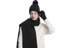 MAZELIKEHOOD Hat Scarf Gloves Set for Women 3Pcs Winter Ladies Warm Knitted Beanie Hat Gloves Scarf Neck Warmer 3 in 1 Cold Weather Set