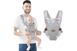 RPEIXYA Babytrage, 4-in-1-Babytrage Ergonomisch Verstellbarer Halter, Tragbar, umwandelbar Rucksack für Vorder- und Rückseite, Für Säuglinge und Kleinkinder von 3,5-18 kg(Laub)