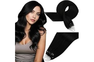 ‎EASYOUTH Easyouth Echthaar Extensions Microring Schwarz Echthaar Microring Extensions Jet Schwarz Microrings Extension Menschenhaar Weich #1 40cm 50s 50g 1g/s