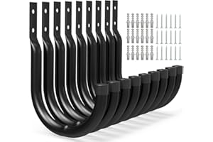 Kitmiido Heavy Duty Ladder Hooks, 9 Set Garage Storage Wall Hooks for Ladder, Bike, Tools (H12 cm x W 8.9 cm, Count, 9)