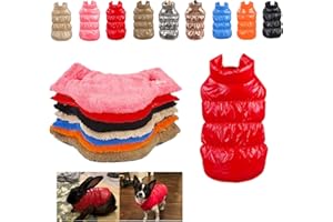 Komate Manteau d'hiver Imperméable pour Chien Chats Doudoune pour Chien Rembourré Matelassé Manteau Chien Neige Gilet Veste Chaude Chiot Vêtements pour Petit Moyen Grands Chiens (S, Rouge)