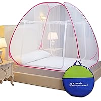 Classic Mosquito Net, Polyester, Foldable for Double Bed, Strong 30GSM, PVC Coated Steel - King Size, Pink