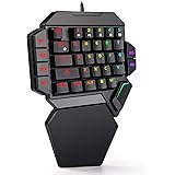 RedThunder Mechanische Einhand Gaming-Tastatur, Blaue Tasten, RGB-Hintergrundbeleuchtung, Tragbare Mini-Gaming-Tastatur, Ergo