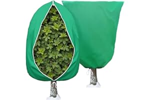 Jusdoja Plant Fleece Frost Protection Covers, 2pcs 120 x180CM Winter Garden Horticultural Fleece Bags 80gms for Outdoor Plants Olive Tree Palms Shrub with Zipper Drawstring